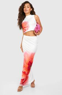 Bloemen Maxi Rok, White - 40