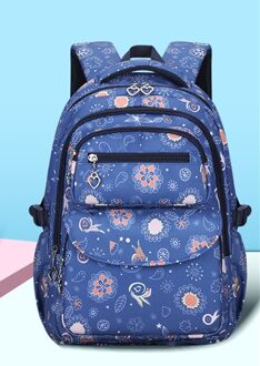 Bloemen Meisje Schooltassen Voor Tieners Meisjes School Rugzakken Kinderen Schooltas Kids Rugzak Kinderen Tas Mochila Escolar L blauw