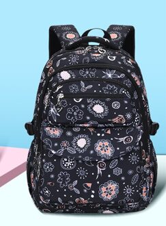 Bloemen Meisje Schooltassen Voor Tieners Meisjes School Rugzakken Kinderen Schooltas Kids Rugzak Kinderen Tas Mochila Escolar L zwart
