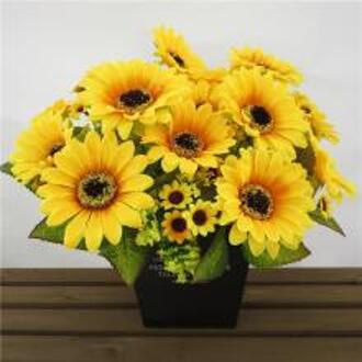 Bloemen Ornament Home Geel Groen Bruiloft Kunstmatige Zonnebloem Classic Decor Festival Plastic Simulatie Plant Tuin