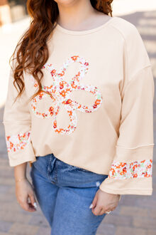 Bloemen Patroon Sweatshirt Huidkleurig