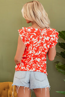 Bloemen Ruffle Top Casual Lente Wit