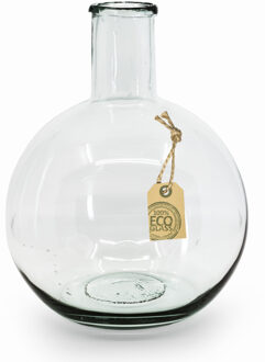 Bloemen vaas transparant eco-glas met flessenhals 31 x 22 cm