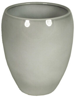 Bloemen vaas/vazen bloempot grijs van keramiek D20 x H23.5 cm - Vazen