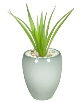 Bloemen vaas/vazen bloempot misty groen van keramiek D16 x H19 cm - Vazen