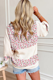 Bloemen Yoke 34 Mouwen Top Ivoor