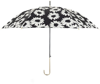 Bloemen Zomer Paraplu Regen Vrouwen Elegante Luxe Gebogen Handvat Lange Paraplu Uv Bescherming Reizen Golf Parasols Parasol Daisy-zwart