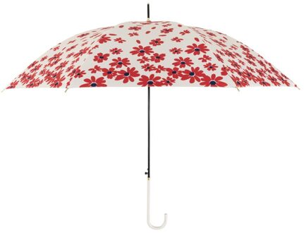 Bloemen Zomer Paraplu Regen Vrouwen Elegante Luxe Gebogen Handvat Lange Paraplu Uv Bescherming Reizen Golf Parasols Parasol zonnebloem-rood
