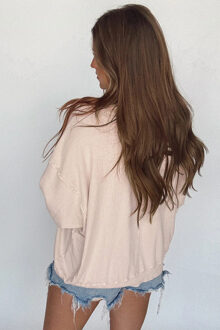 Bloemenapplicatie Langemouwen Top Bruin