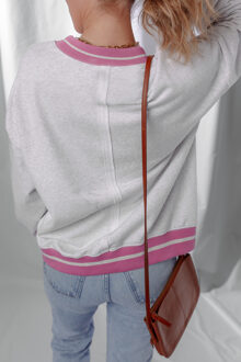 Bloemenapplicatie Sweatshirt - maat XL Lichtgrijs