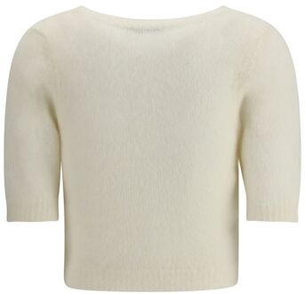 Bloemengeborduurde Mohair Trui - maat EU 36 / UK 8 Crème