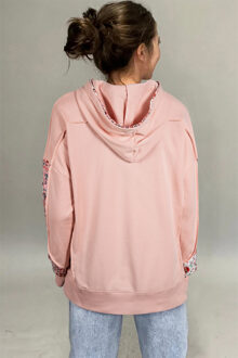 Bloemenpatchwork Pullover Hoodie Koraal