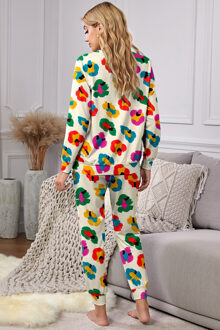 Bloemenpatroon Loungewear Set Ivoor