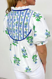 Bloemenprint Blouse met Striknek Wit