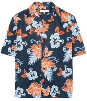 Bloemenprint Camp Kraag Shirt Maison Kitsuné , Multicolor , Heren - L,M,S