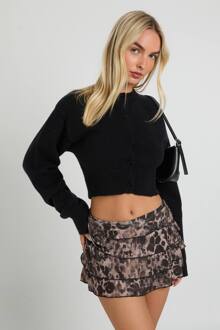 Bloemenprint Gelaagde Rokje Met Ruches En Ingebouwde Korte Broek, Leopard - 38