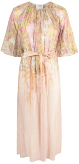 Bloemenprint, halftransparante jurk Forte Forte , Multicolor , Dames - S