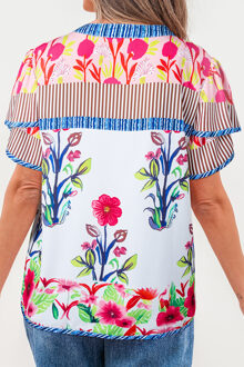 Bloemenprint Korte Mouw Blouse Wit
