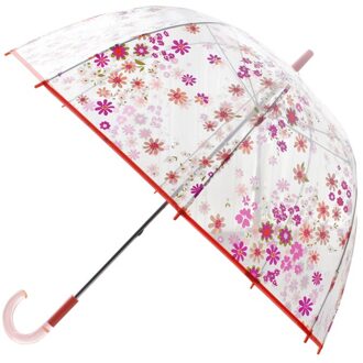 Bloemenprint Lente Dag Transparant Rechte Bot Paraplu