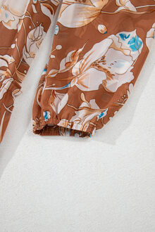 Bloemenprint Maxi Jurk Bruin