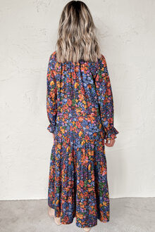 Bloemenprint Maxi Jurk Navy