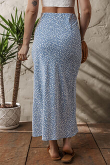 Bloemenprint Maxi Rok Lichtblauw
