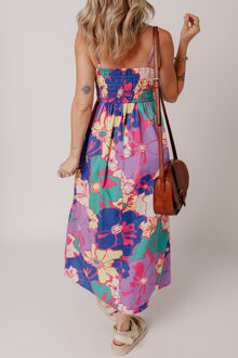 Bloemenprint Midi-jurk Blauw