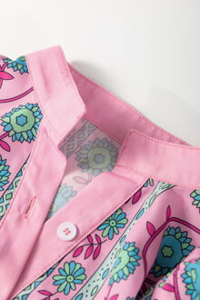 Bloemenprint Midi-jurk met Ceintuur Lichtroze