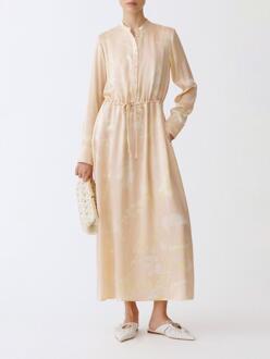 Bloemenprint Midi-jurk met Touwtje in de Taille Huidkleurig