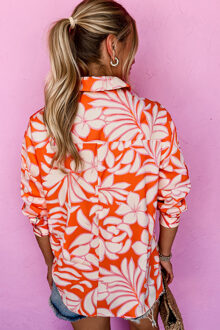 Bloemenprint Overhemdtop Oranje