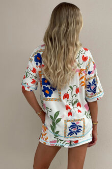 Bloemenprint Pyjama Set Wit