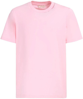 Bloemenprint Roze Katoenen T-shirt Marni , Pink , Heren - Xl,L,M,S