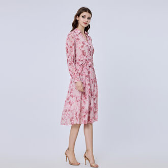Bloemenprint shirt-jurk Roze