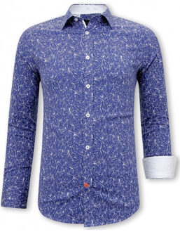 Bloemenprint slim fit Blauw - XL