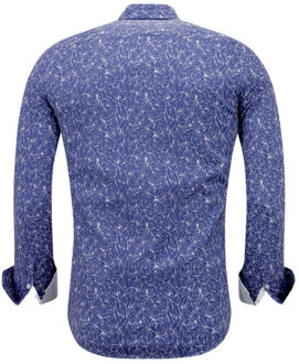 Bloemenprint slim fit - maat XXL Blauw