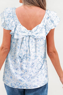 Bloemenprint Strikblouse Wit