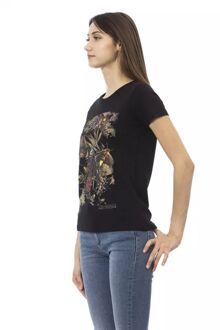 Bloemenprint T-shirt Tr23036 - maat M Zwart