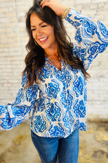 Bloemenprint V-hals Blouse Wit