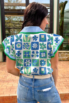 Bloemenprint V-hals Top Wit