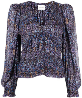 Bloemenprint V-hals zijden blouse Isabel Marant Étoile , Purple , Dames - M,S,Xs