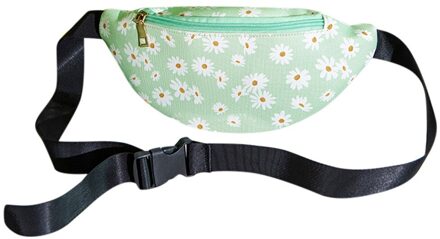 Bloemenprint Vrouwen Mode Taille Tas Rits Messenger Bag Outdoor Leisure All-Match Borst Vrouw Alle-Match telefoon Bag # P30 groen