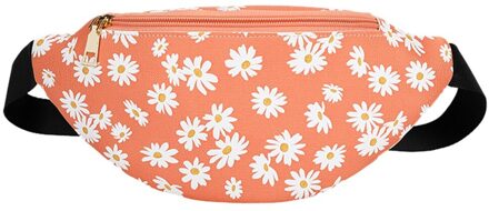 Bloemenprint Vrouwen Mode Taille Tas Rits Messenger Bag Outdoor Leisure All-Match Borst Vrouw Alle-Match telefoon Bag # P30 Oranje