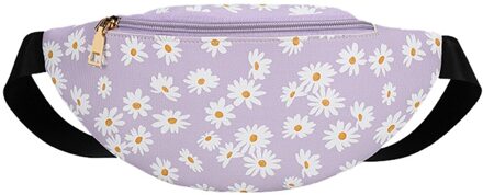 Bloemenprint Vrouwen Mode Taille Tas Rits Messenger Bag Outdoor Leisure All-Match Borst Vrouw Alle-Match telefoon Bag # P30 Paars