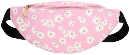 Bloemenprint Vrouwen Mode Taille Tas Rits Messenger Bag Outdoor Leisure All-Match Borst Vrouw Alle-Match telefoon Bag # P30 Roze