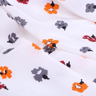 Bloemenprint Wit Zijde Stof Lente Zomer Bloem Moerbei Jurk Shirt Crêpe De Chine