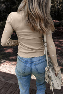 Bloemenribbel Lange Mouwen Top Bruin