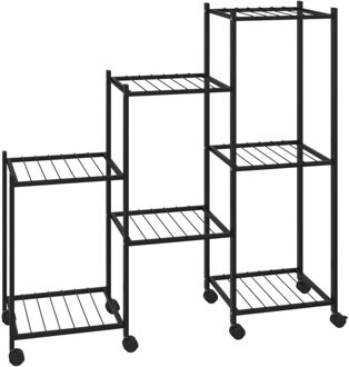 Bloemenstandaard met wielen 83x25x83,5 cm ijzer zwart