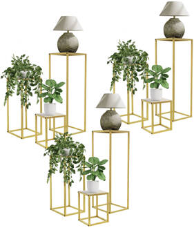 Bloemenstandaard Set van 3 Goud Metaal ML-Design Goudkleurig