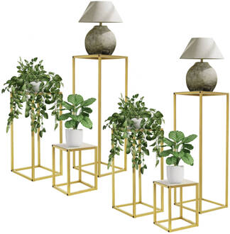 Bloemenstandaard Set van 3 Goud Metaal ML-Design Goudkleurig