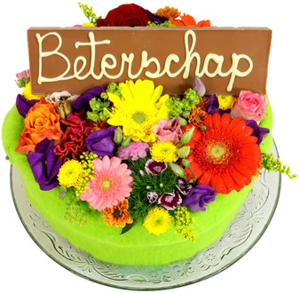 Bloementaart met beterschap reep